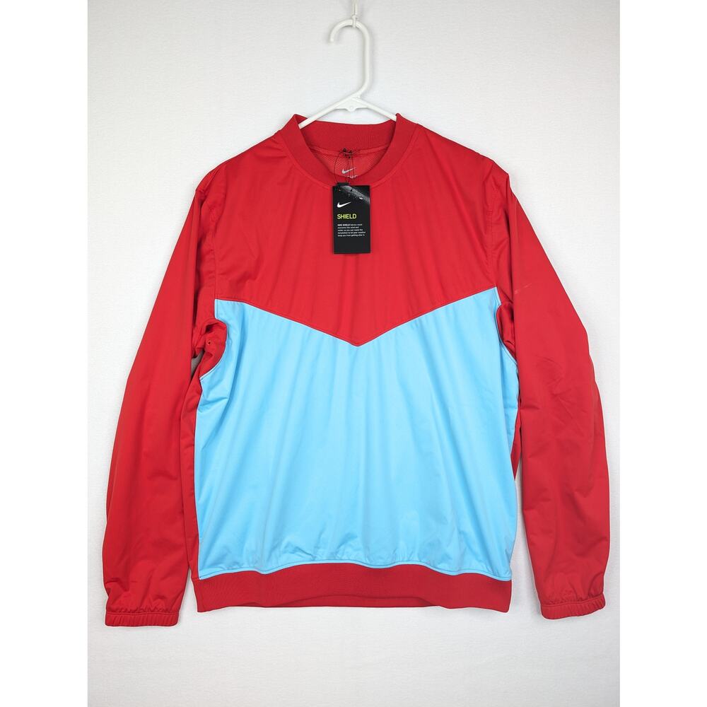 Nike Golf Jacket Mens Medium Red Blue Shield Water Resistant Pullover CI8986-657